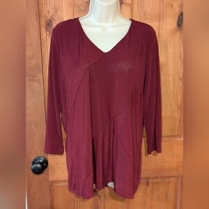 Dana Buchman Red Asymmetrical 3/4‎ Sleeve Blouse